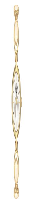 Gold-Toned Oval Dial Wrist Watch with Black Strap, Studded with Stones